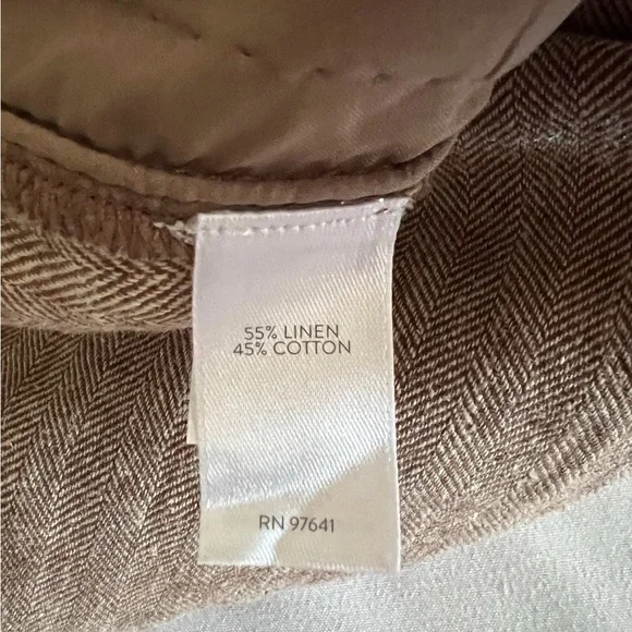 J. Jill Linen & Cotton Herringbone Pants Trousers In Coffee - Picture 8 of 10